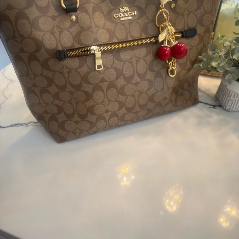 Coach Tan and Black Signature Tote - Picture 12 of 16